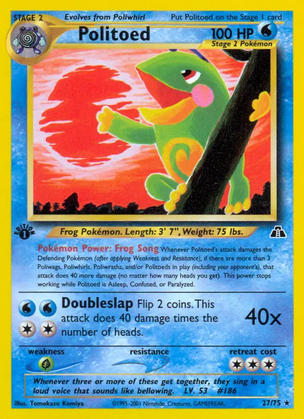 Politoed 27 — Neo Discovery 27, 1st Edition finish