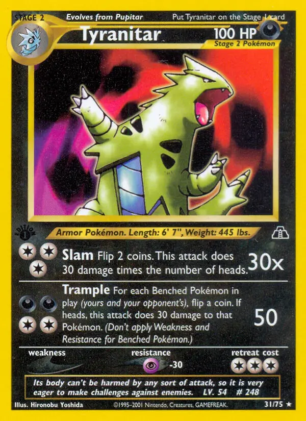 Tyranitar 31 — Neo Discovery 31, 1st Edition finish