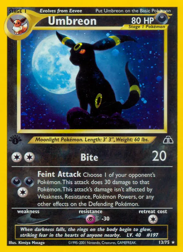 Umbreon 13 card from Neo Discovery