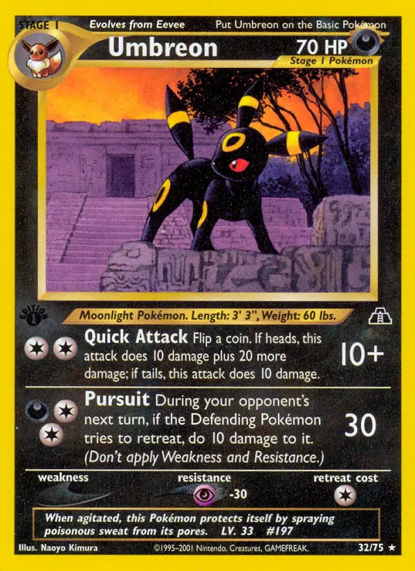 Umbreon 32 — Neo Discovery 32, 1st Edition finish