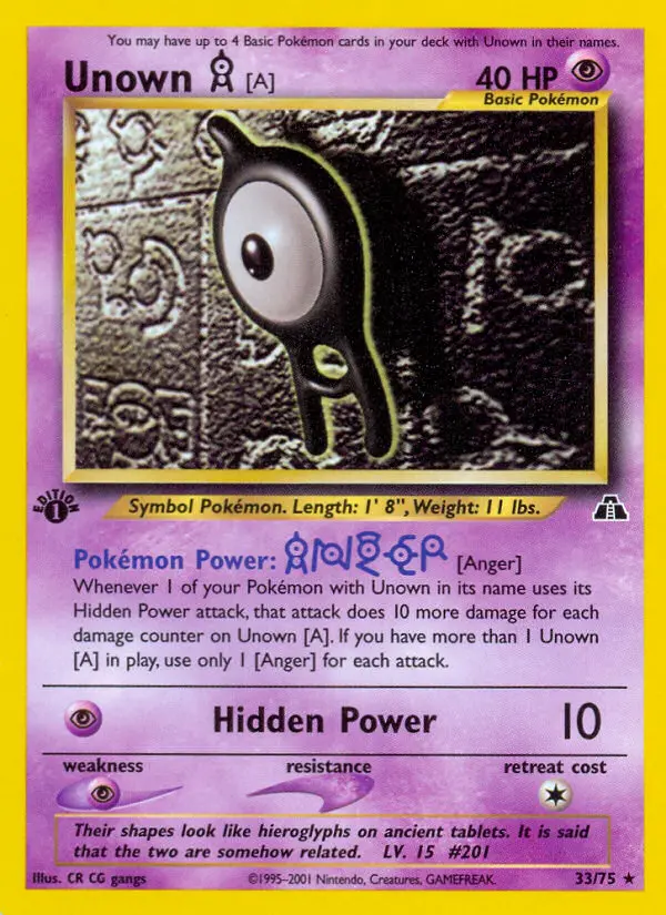 Unown [A] 33 card from Neo Discovery