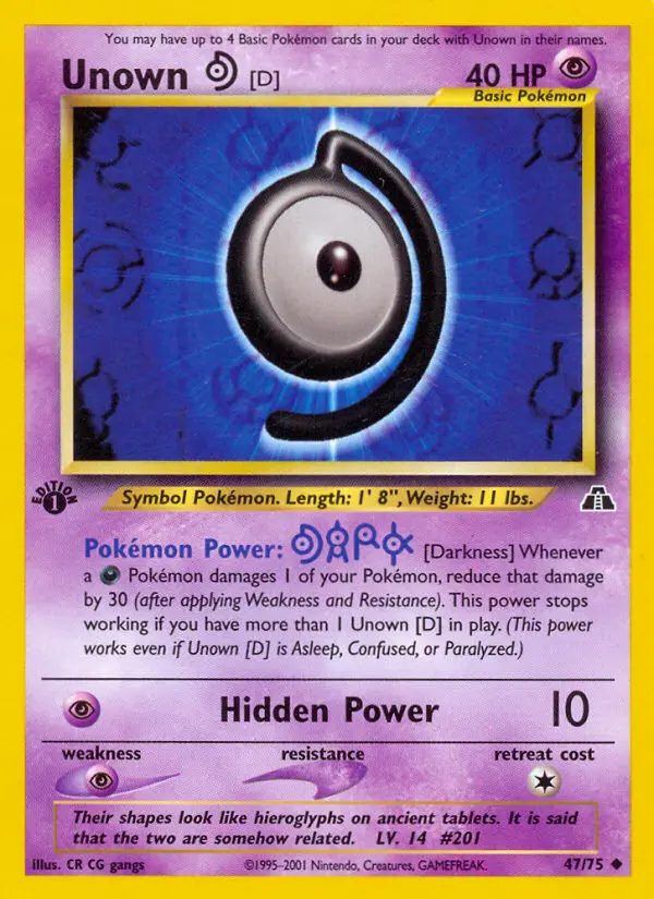 Unown [D] 47 card from Neo Discovery