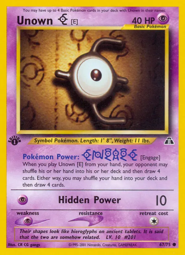 Unown [E] 67 card from Neo Discovery