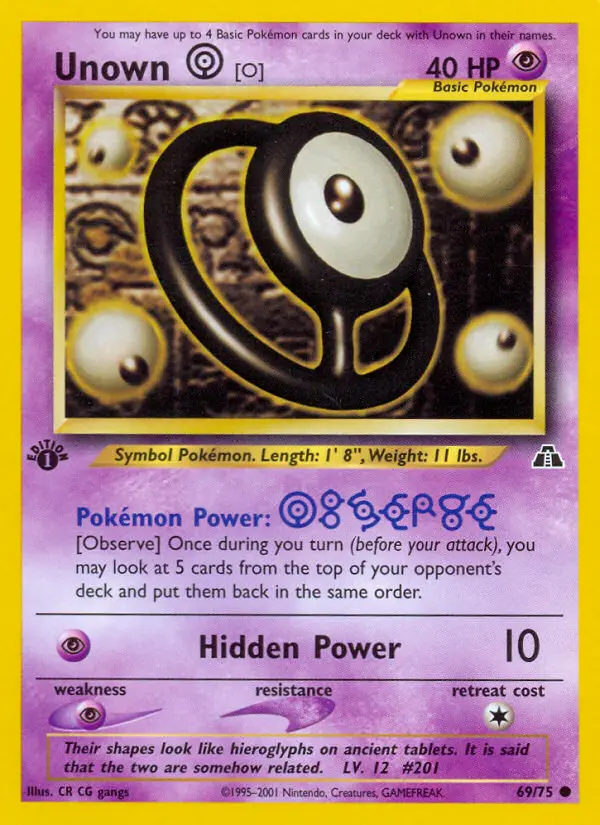 Unown [O] 69 card from Neo Discovery