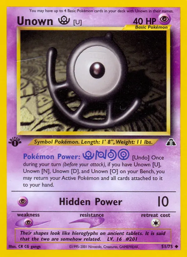 Unown [U] 51 card from Neo Discovery