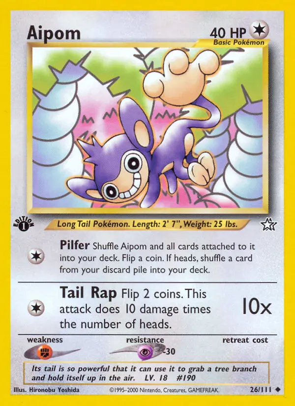 Aipom 26 — Neo Genesis 26, 1st Edition finish