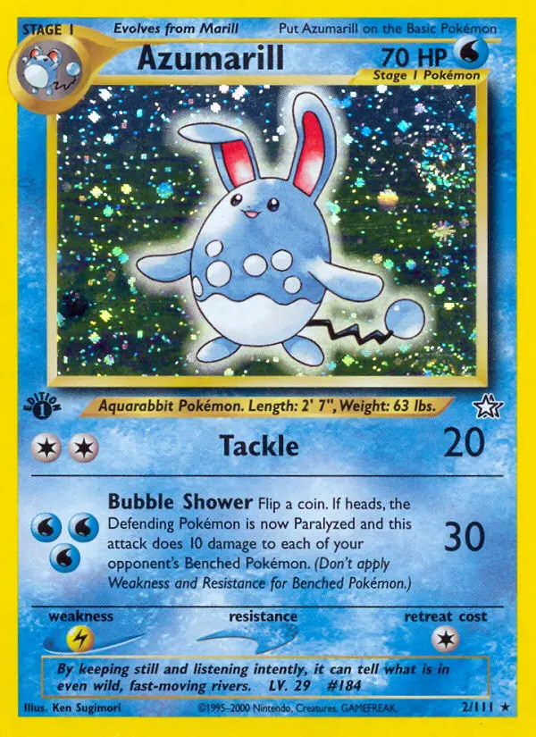 Azumarill 2 — Neo Genesis 2, 1st Edition Holofoil finish