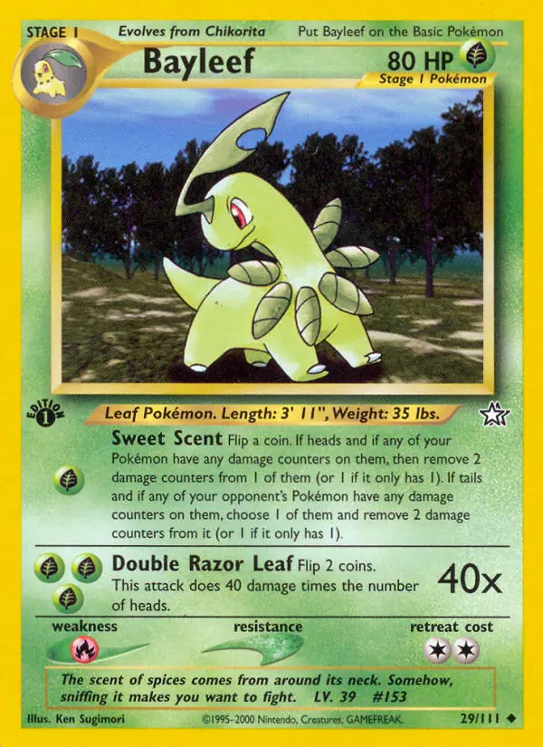 Bayleef 29 card from Neo Genesis