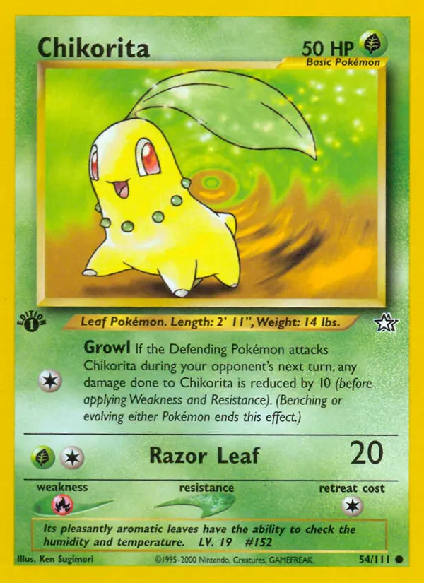Chikorita 54 — Neo Genesis 54, 1st Edition finish