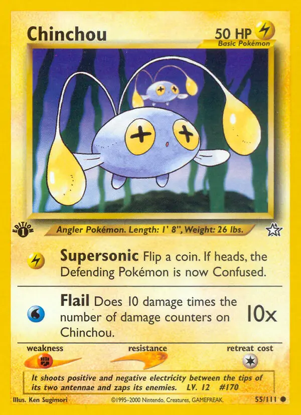 Chinchou 55 card from Neo Genesis