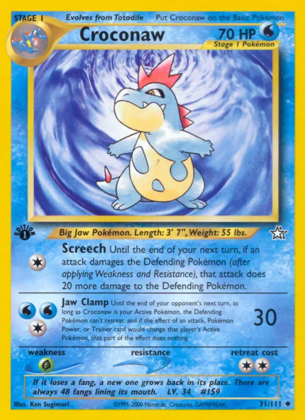 Croconaw 31 — Neo Genesis 31, 1st Edition finish