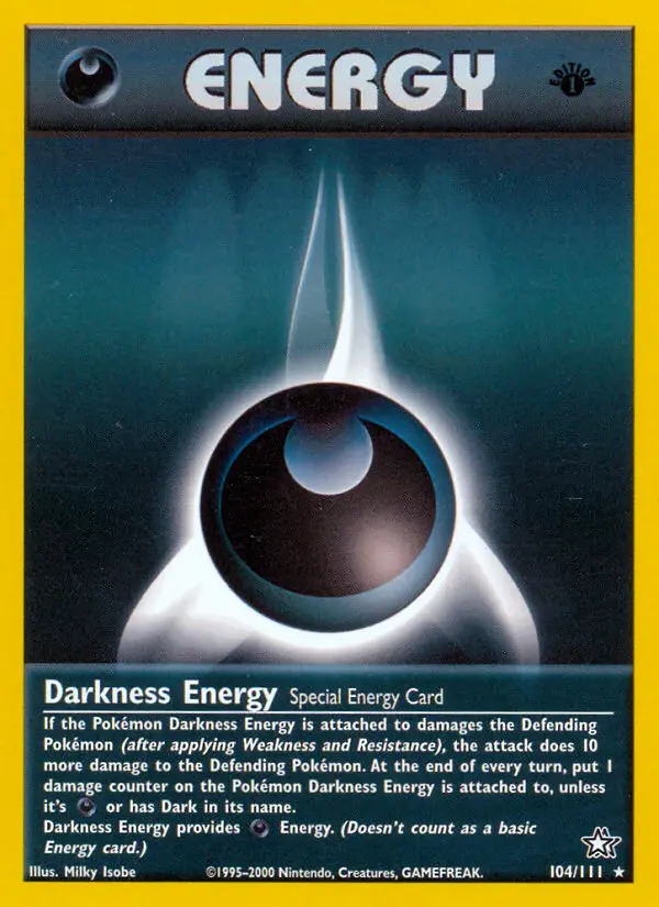 Darkness Energy 104 — Neo Genesis 104, 1st Edition finish