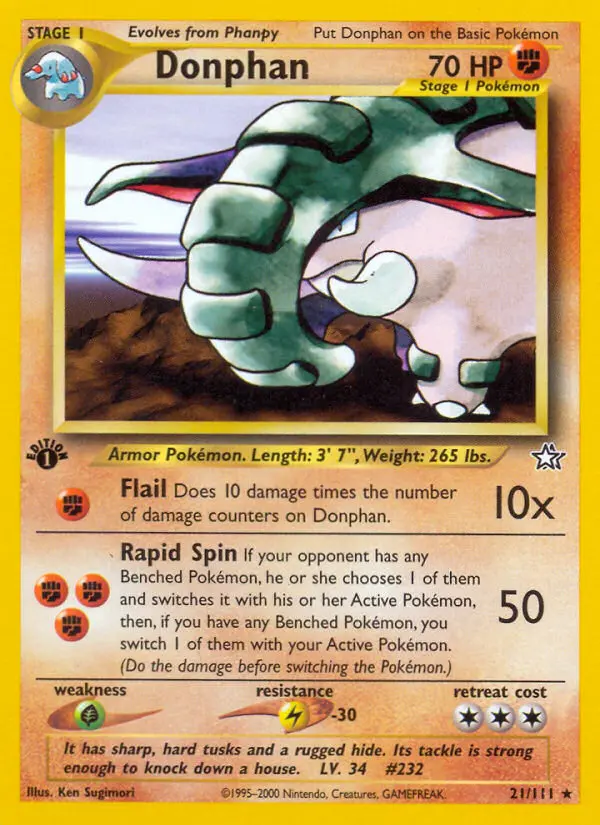Donphan 21 card from Neo Genesis