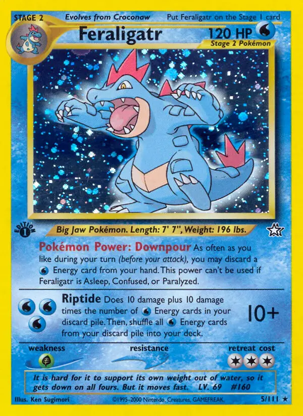 Feraligatr 5 card from Neo Genesis