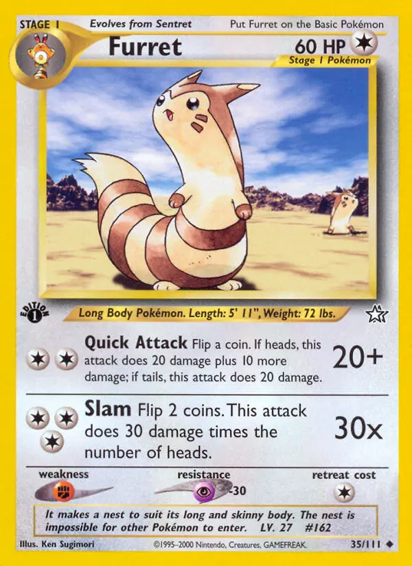 Furret 35 card from Neo Genesis