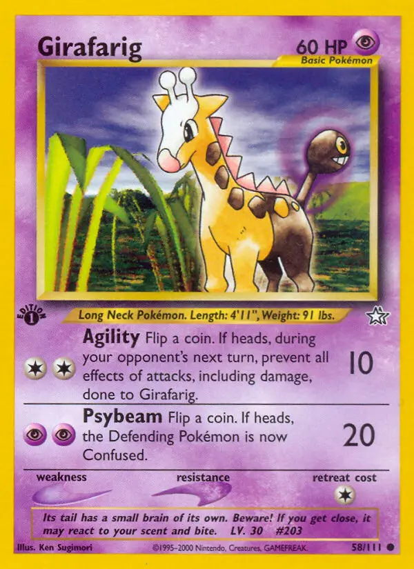 Girafarig 58 — Neo Genesis 58, 1st Edition finish