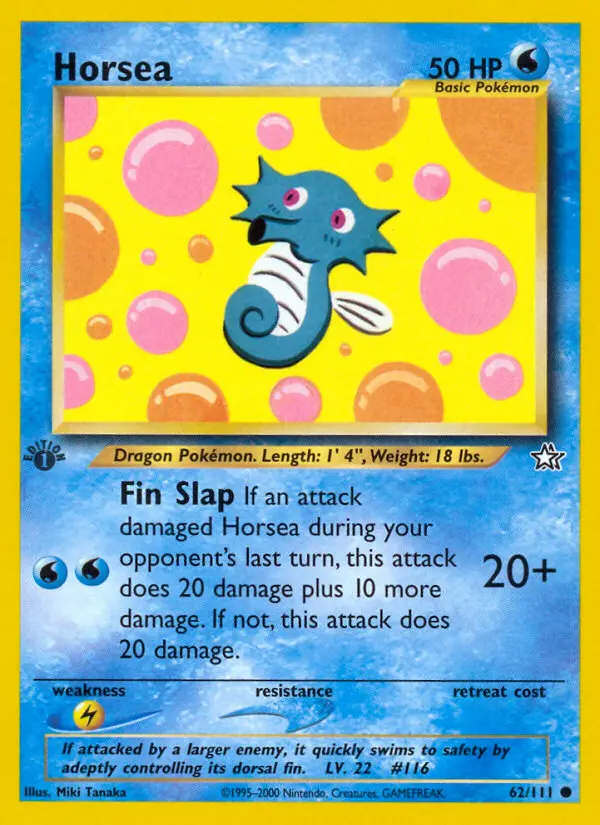 Horsea 62 card from Neo Genesis