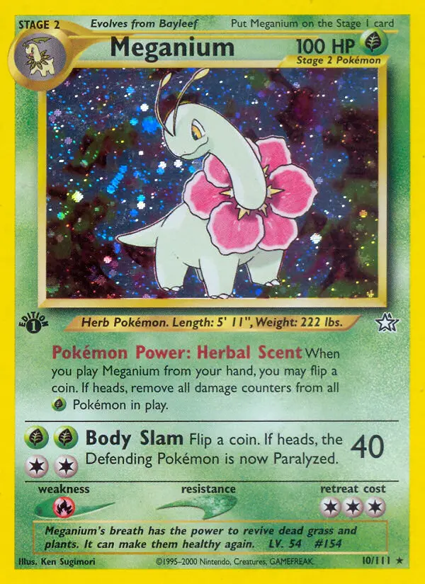 Meganium 10 — Neo Genesis 10, 1st Edition Holofoil finish