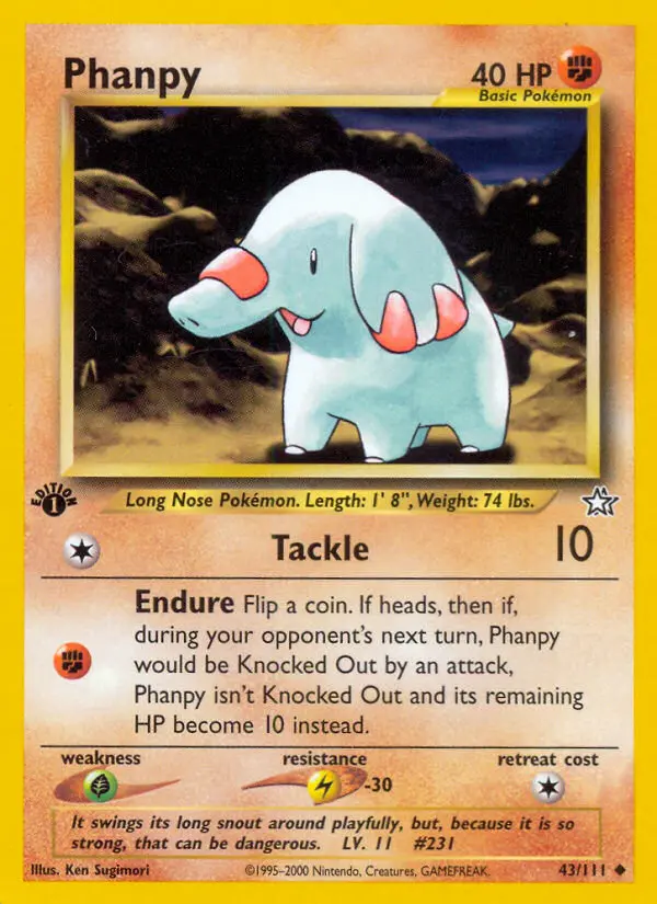 Phanpy 43 — Neo Genesis 43, 1st Edition finish