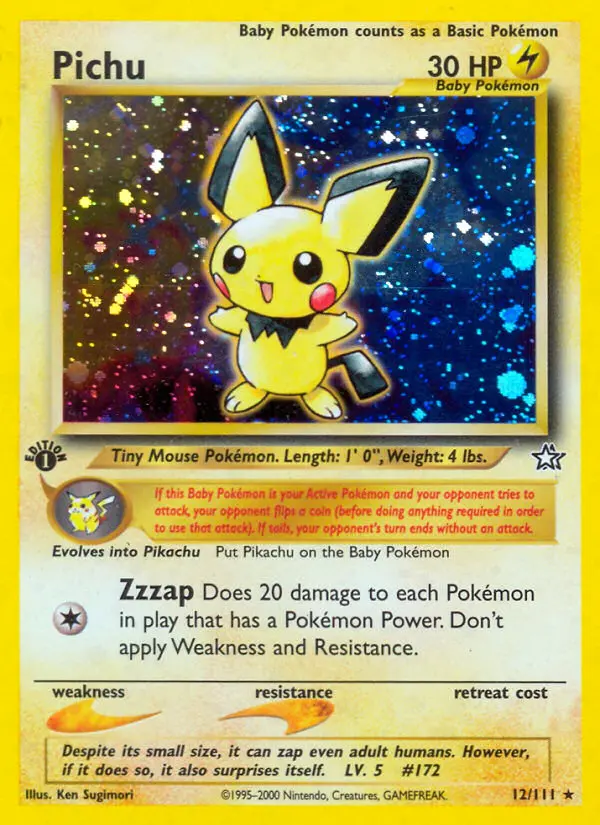 Pichu 12 — Neo Genesis 12, 1st Edition Holofoil finish