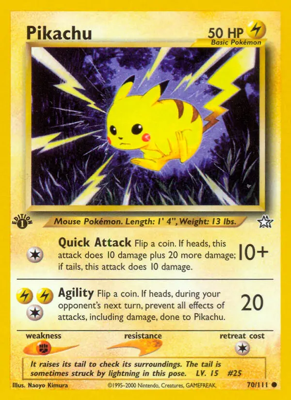 Pikachu 70 — Neo Genesis 70, 1st Edition finish