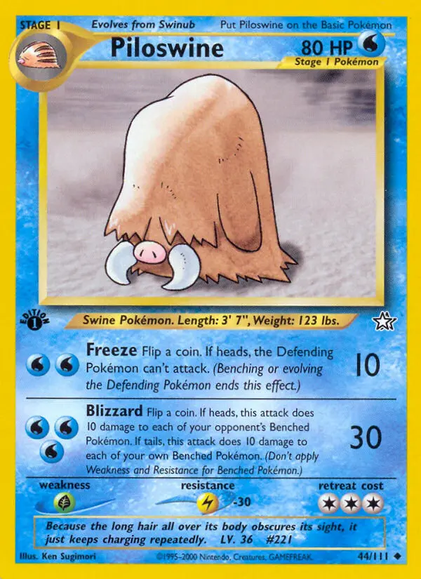 Piloswine 44 — Neo Genesis 44, 1st Edition finish