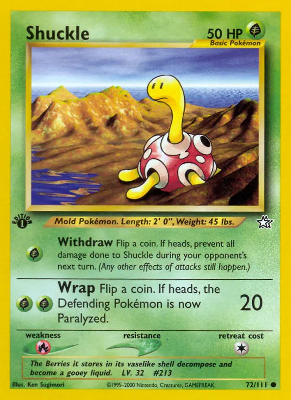 Shuckle 72 card from Neo Genesis