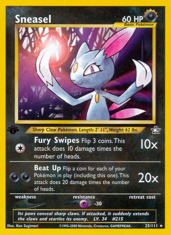 Sneasel 25 — Neo Genesis 25, 1st Edition finish