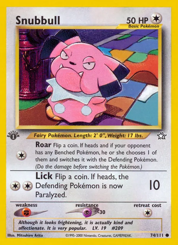Snubbull 74 — Neo Genesis 74, 1st Edition finish
