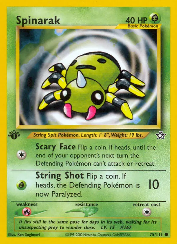 Spinarak 75 card from Neo Genesis