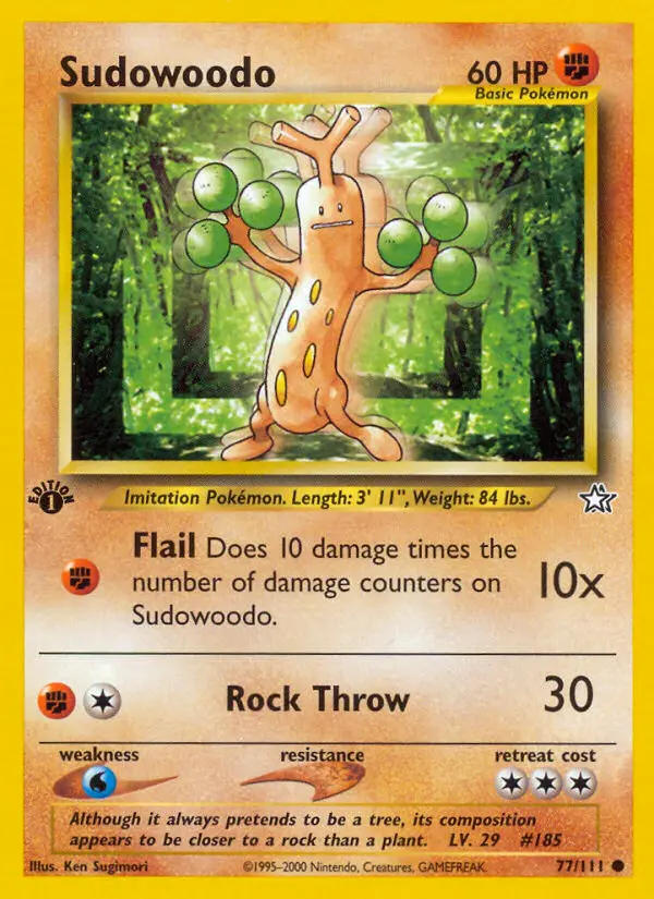 Sudowoodo 77 — Neo Genesis 77, 1st Edition finish
