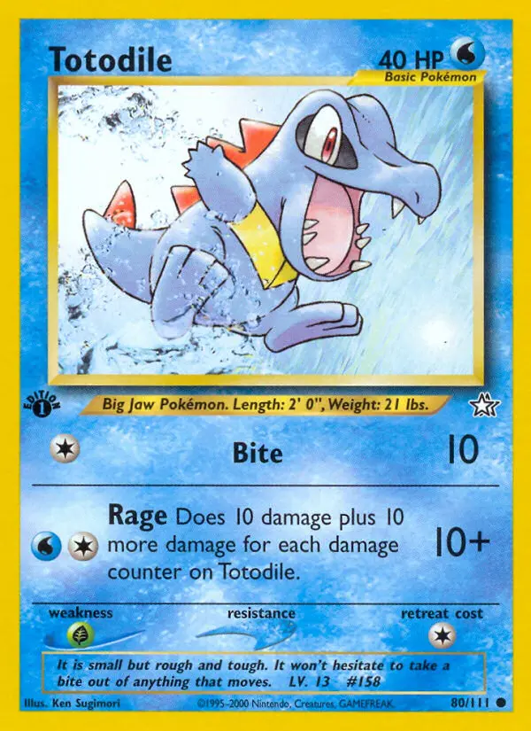 Totodile 80 card from Neo Genesis