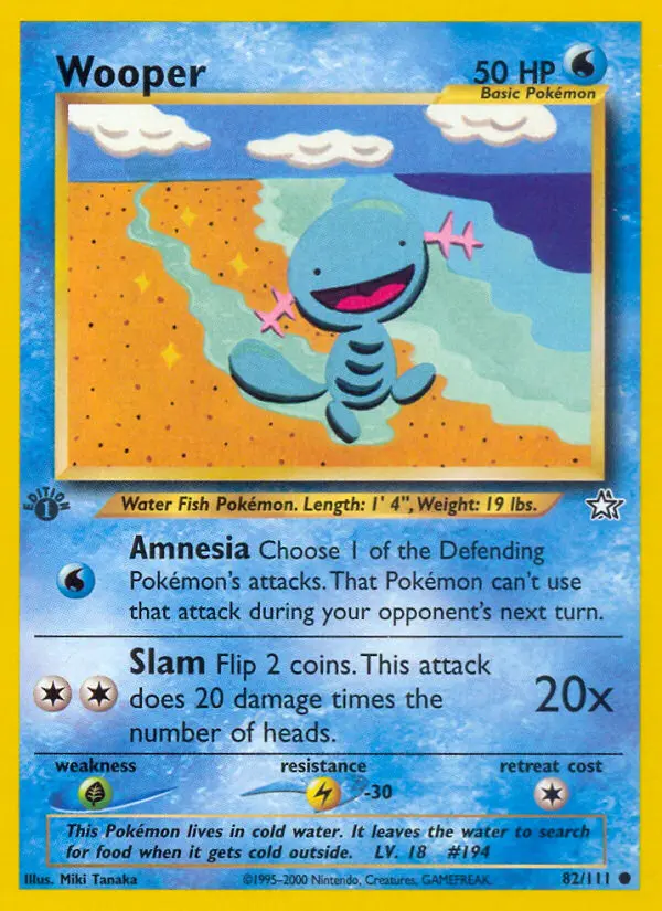 Wooper 82 card from Neo Genesis