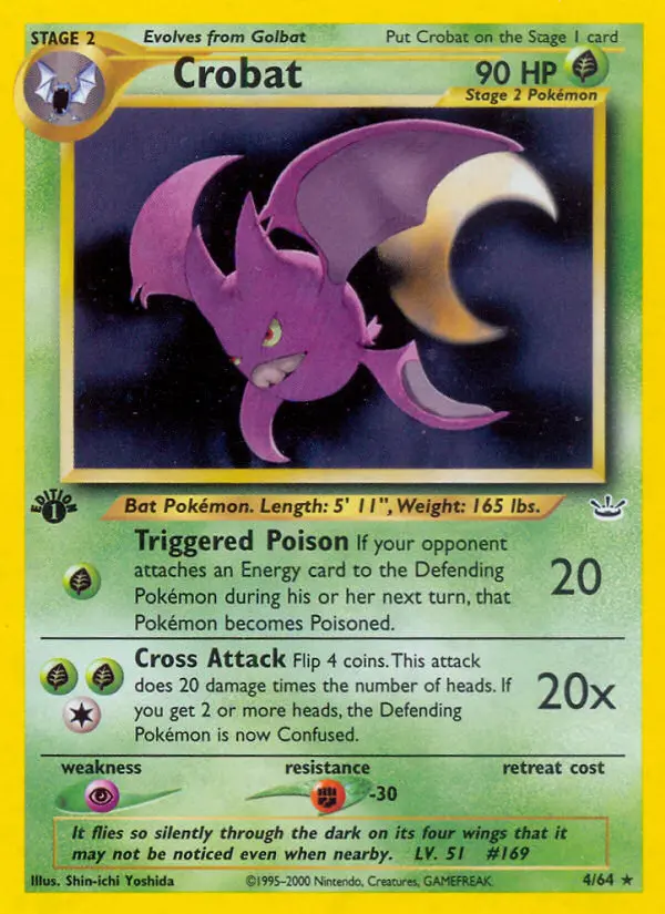 Crobat 4 — Neo Revelation 4, 1st Edition Holofoil finish