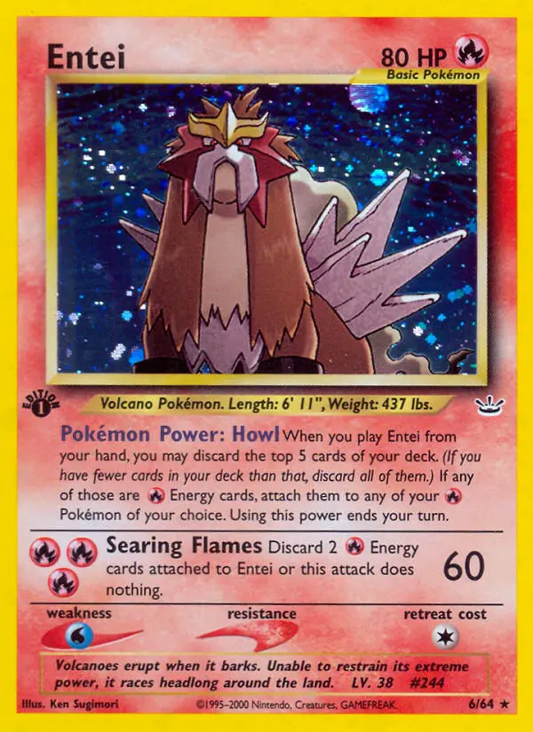 Entei 6 — Neo Revelation 6, 1st Edition Holofoil finish