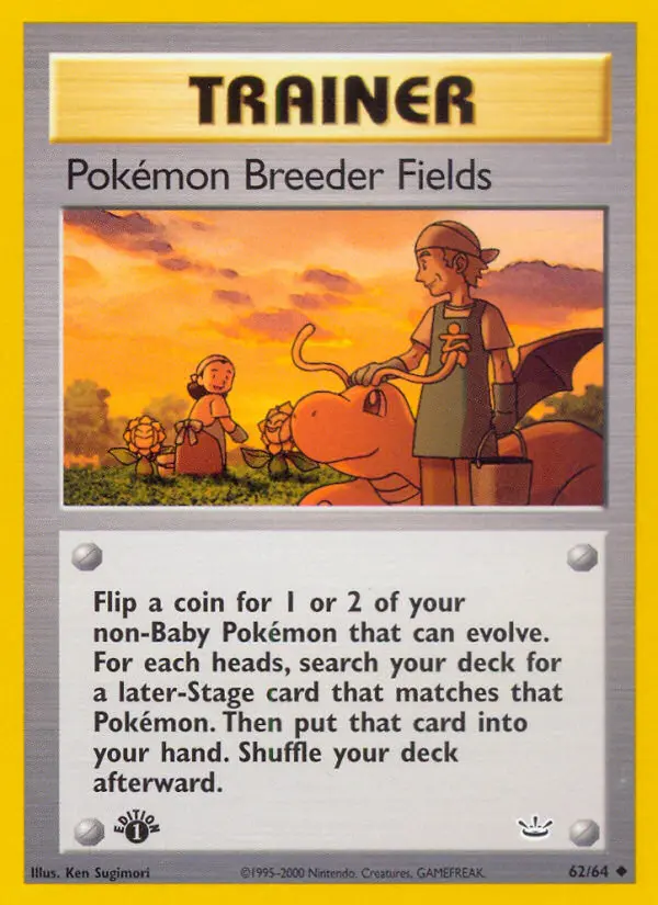 Pokémon Breeder Fields 62 — Neo Revelation 62, 1st Edition finish