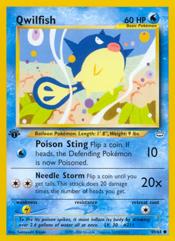 Qwilfish 49 card from Neo Revelation
