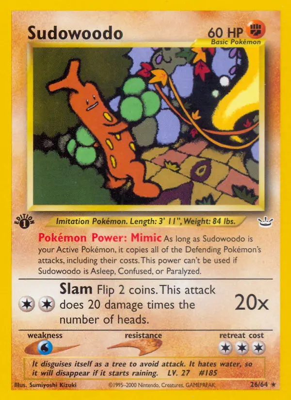 Sudowoodo 26 card from Neo Revelation
