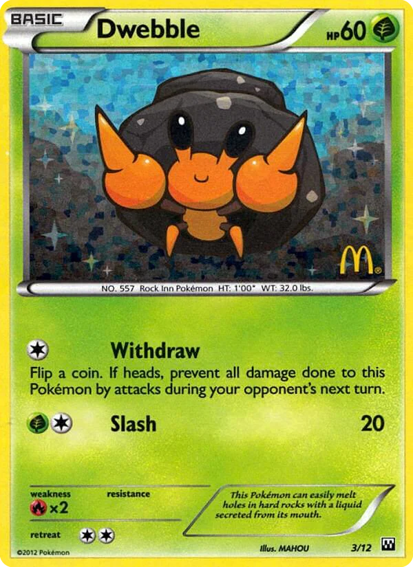 Dwebble 3 card from McDonald's Collection 2012