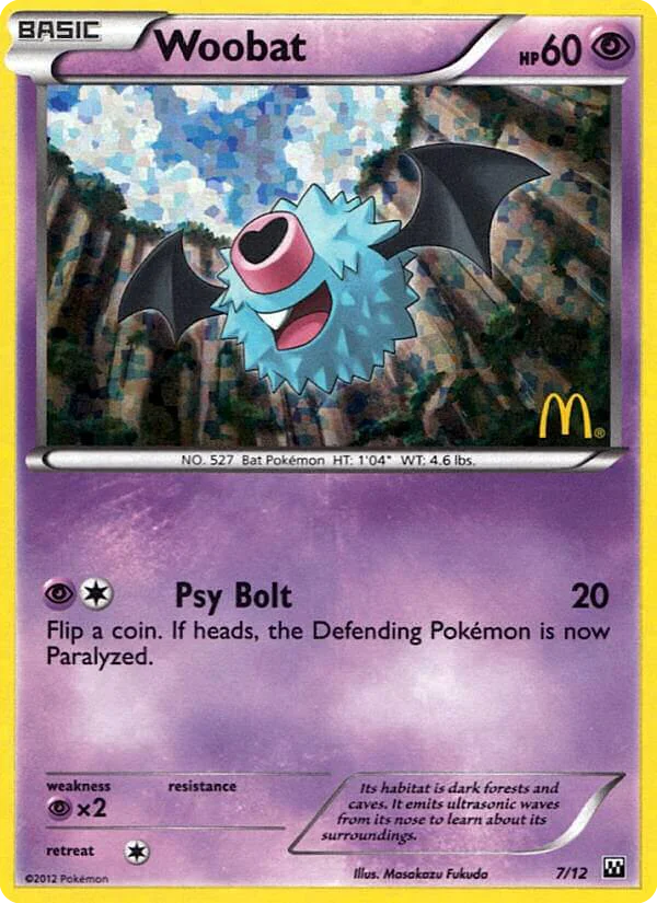Woobat 7 card from McDonald's Collection 2012