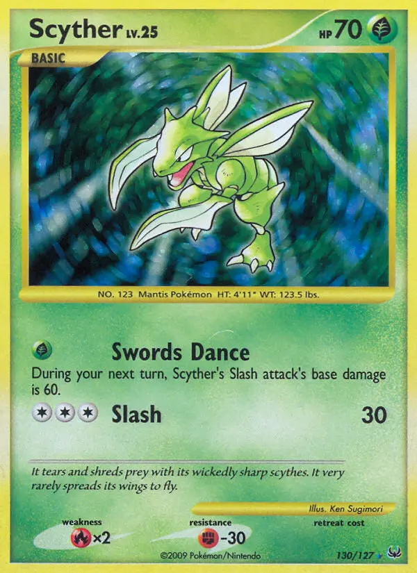 Scyther 130 card from Platinum
