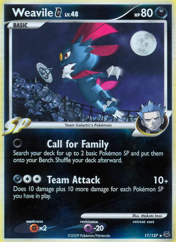 Weavile G 17 card from Platinum