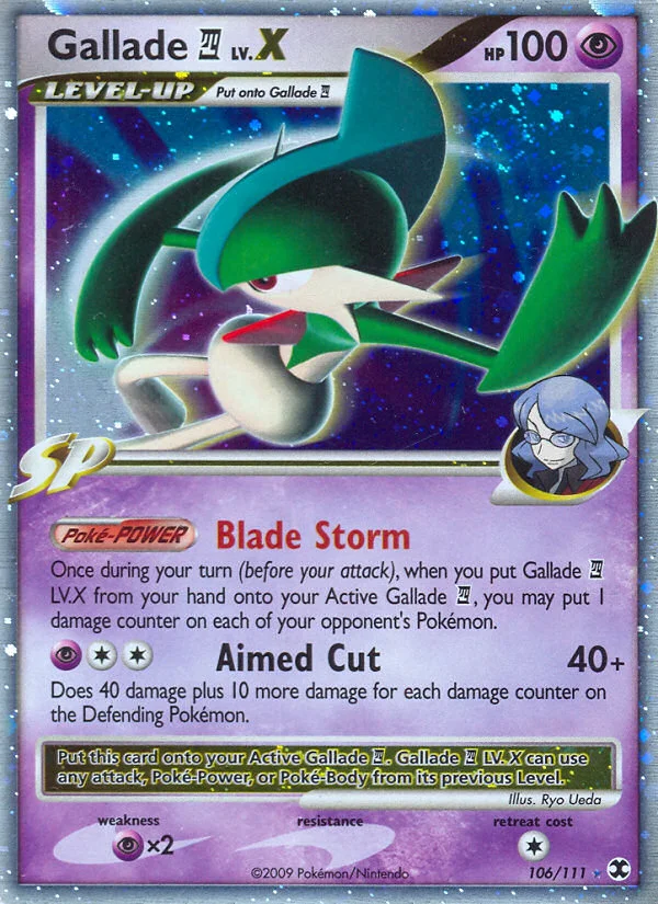 Gallade E4 LV.X 106 card from Rising Rivals