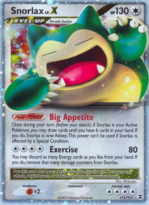 Snorlax LV.X 111 — the most expensive Rising Rivals card