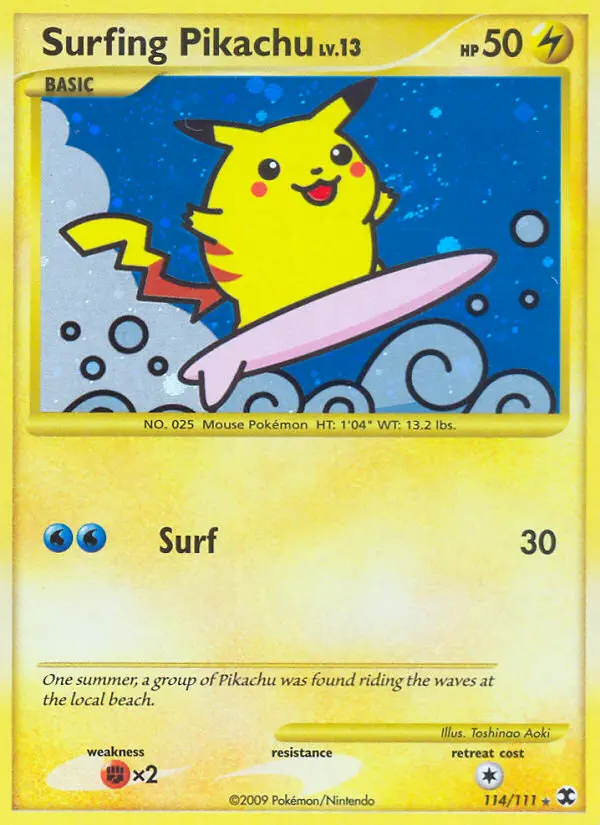 Surfing Pikachu 114 — Rising Rivals 114, Holofoil finish