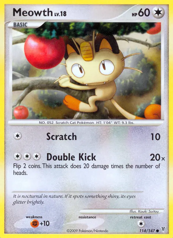 Meowth 114 card from Supreme Victors