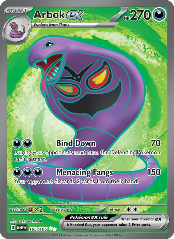 Arbok ex 185 — 151 185, Holofoil finish