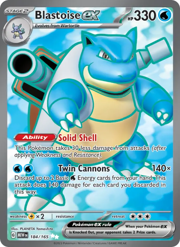 Blastoise ex 184 card from 151