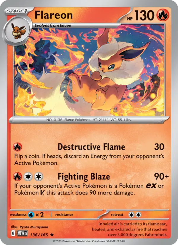 Flareon 136 card from 151