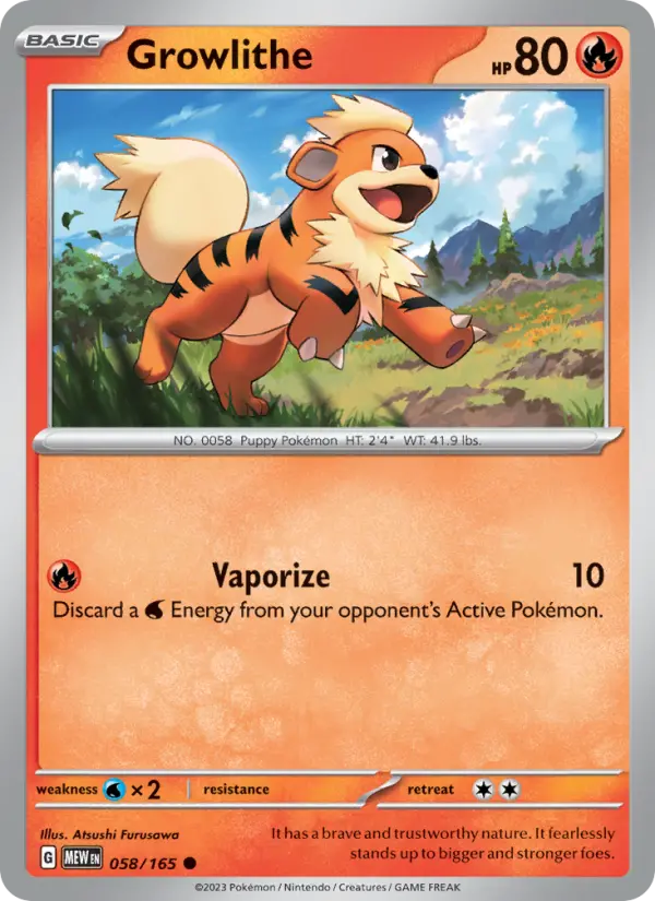 Growlithe 58 card from 151